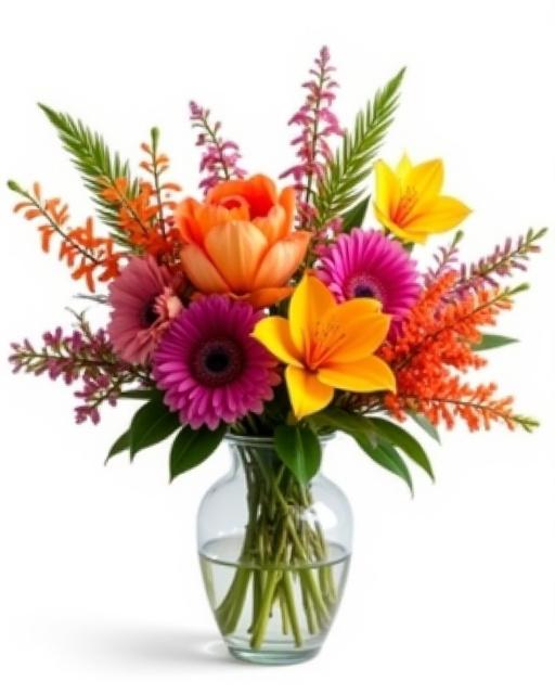 A vibrant and colorful vase arrangement