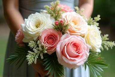 A close-up of a custom-designed bouquet