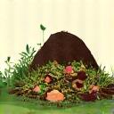 Illustration of composting green waste